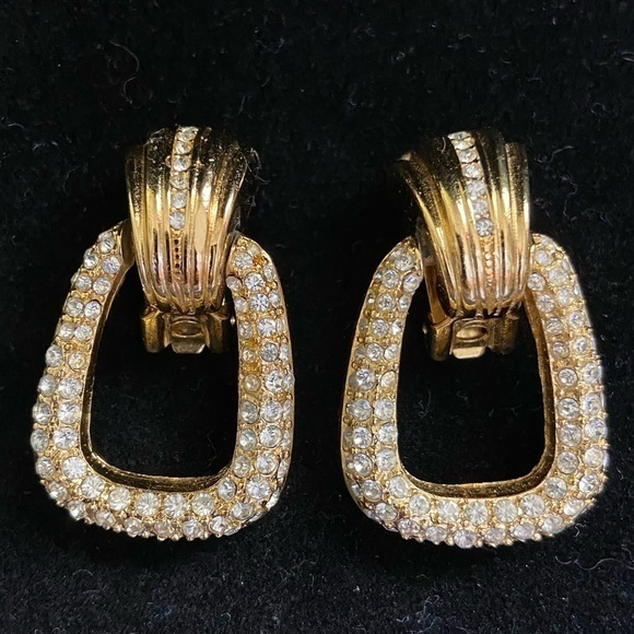 Christian Dior earings, vintage pave door knockers‎ - Picture 1 of 12